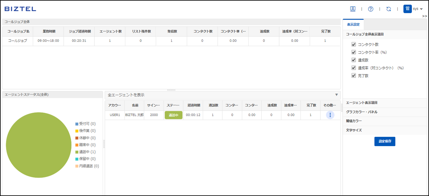 やす様確認ページ 9.ジョブモニタ – BIZTEL Manual